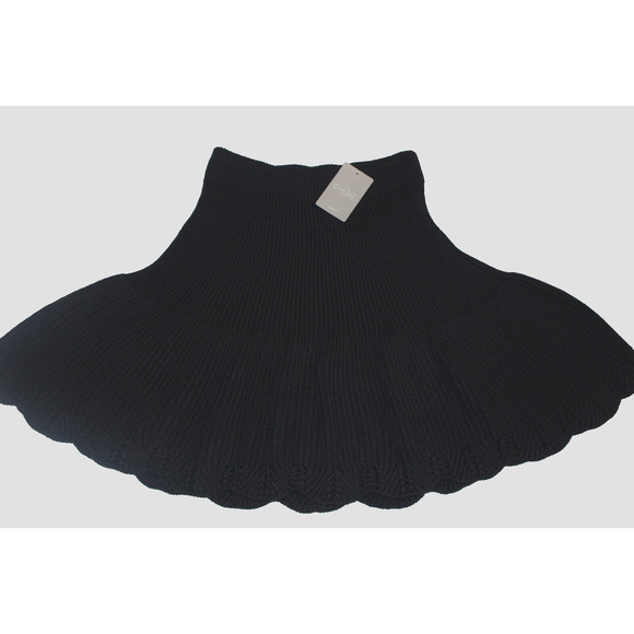 Anthropologie Leifnotes Women's XS Black Ribbed Knit Stretch Waist Sweater Skirt - Picture 1 of 4